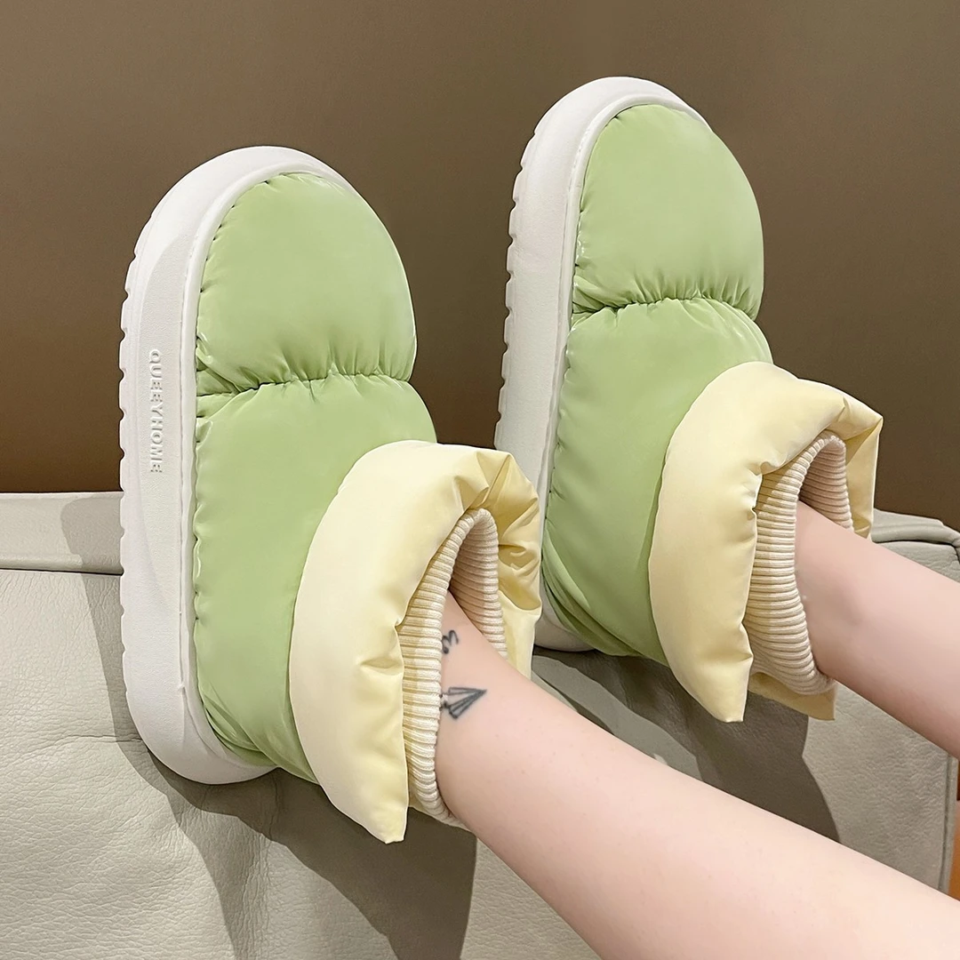 防水棉鞋女士加绒冬季2023新款保暖外穿情侣厚底包跟高帮棉拖鞋男