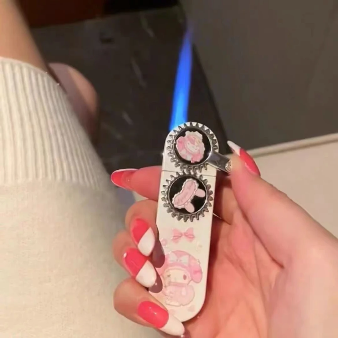 网红同款防风打火机齿轮库洛米直冲炫酷三丽鸥卡通图案送男朋友礼