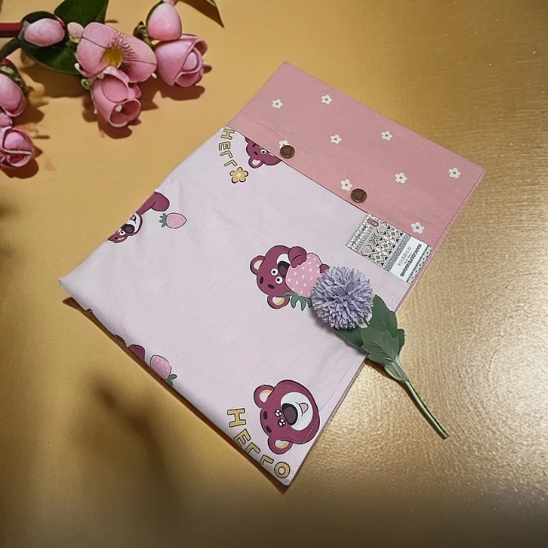 【草莓小熊】纯棉纽扣单人被罩 1.6*2.1四季全棉精梳棉AB版单人被套