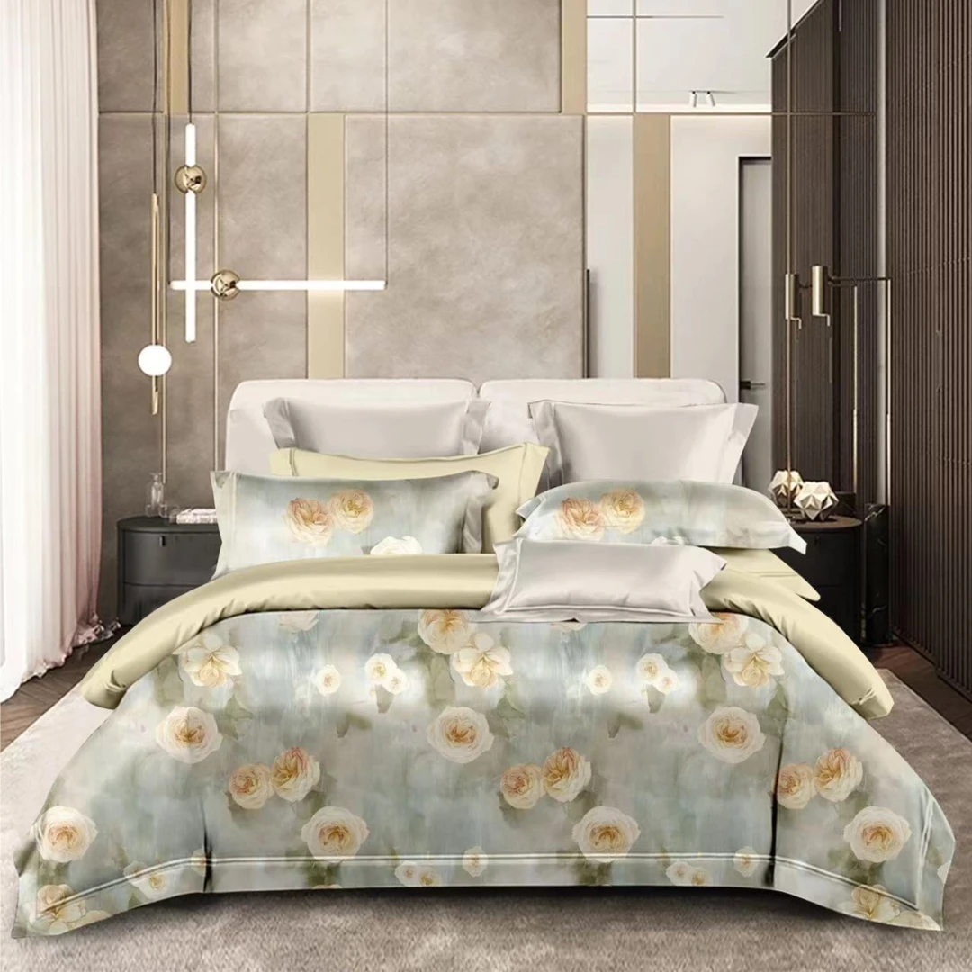 【时宜】100%棉 四件套加厚印花斜纹双人AB款双面欧式田园风轻奢