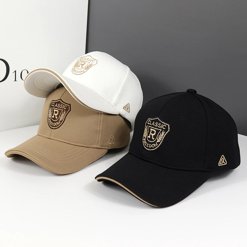 秋冬帽子男女时尚棒球帽R字母百搭款大头围鸭舌帽徽章宽檐遮阳帽