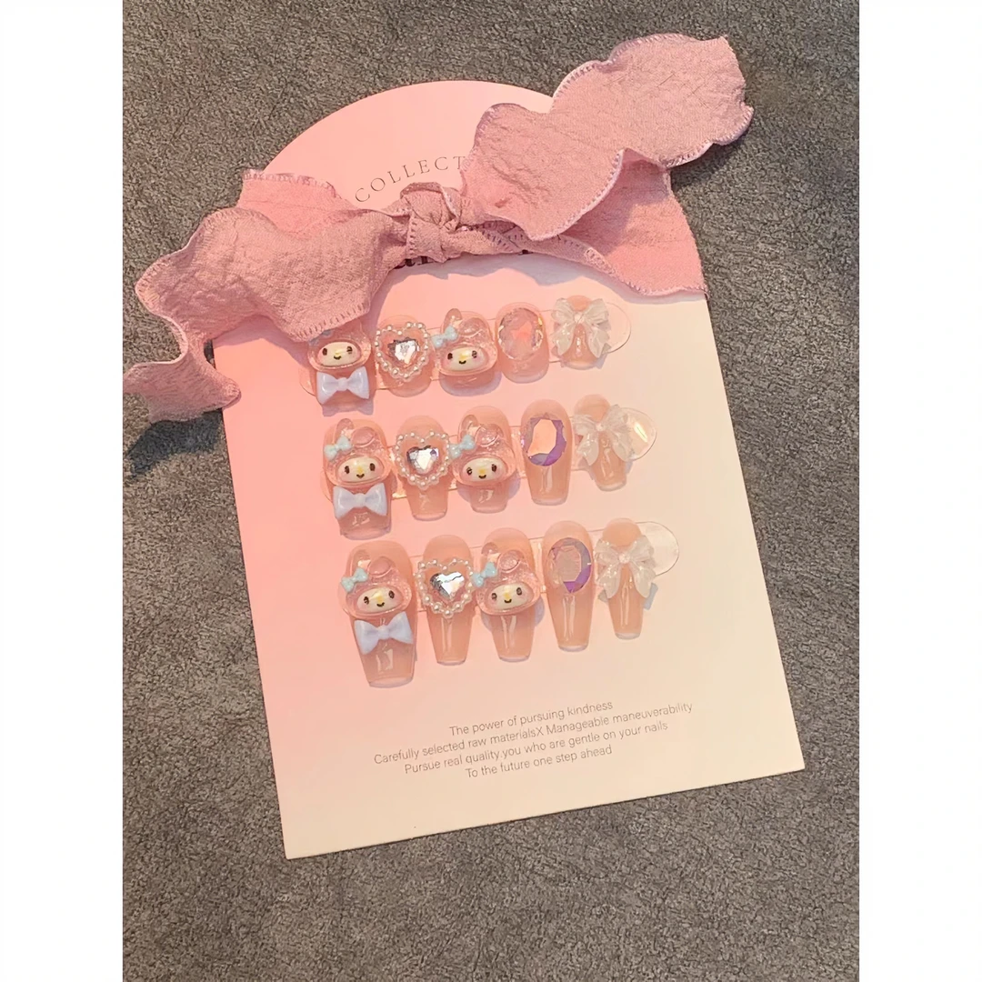 【卡哇伊美乐蒂】纯手工穿戴甲卡通多巴胺美少女甜心可爱粉美乐蒂