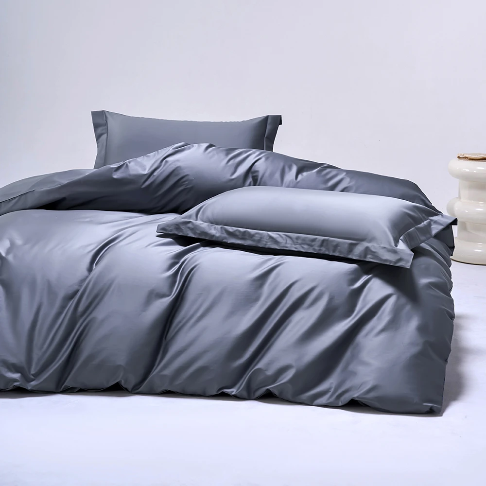 高端四件套纯棉100全棉床上用品轻奢简约纯色4件套单人床三件套