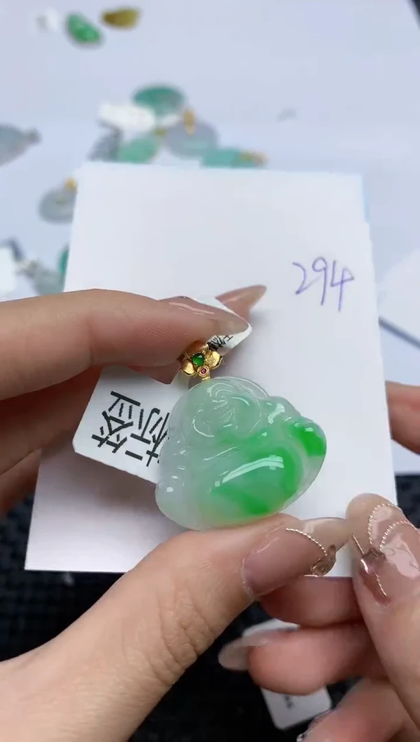 【闪购商品】翡翠颈饰18K金镶嵌天然翡翠A货,294