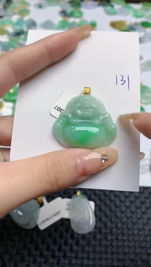 【闪购商品】翡翠颈饰18K金镶嵌天然翡翠A货,131