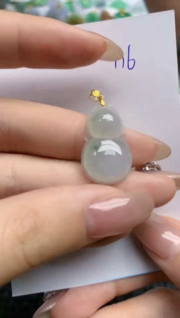 【闪购商品】翡翠颈饰18K金镶嵌天然翡翠A货，