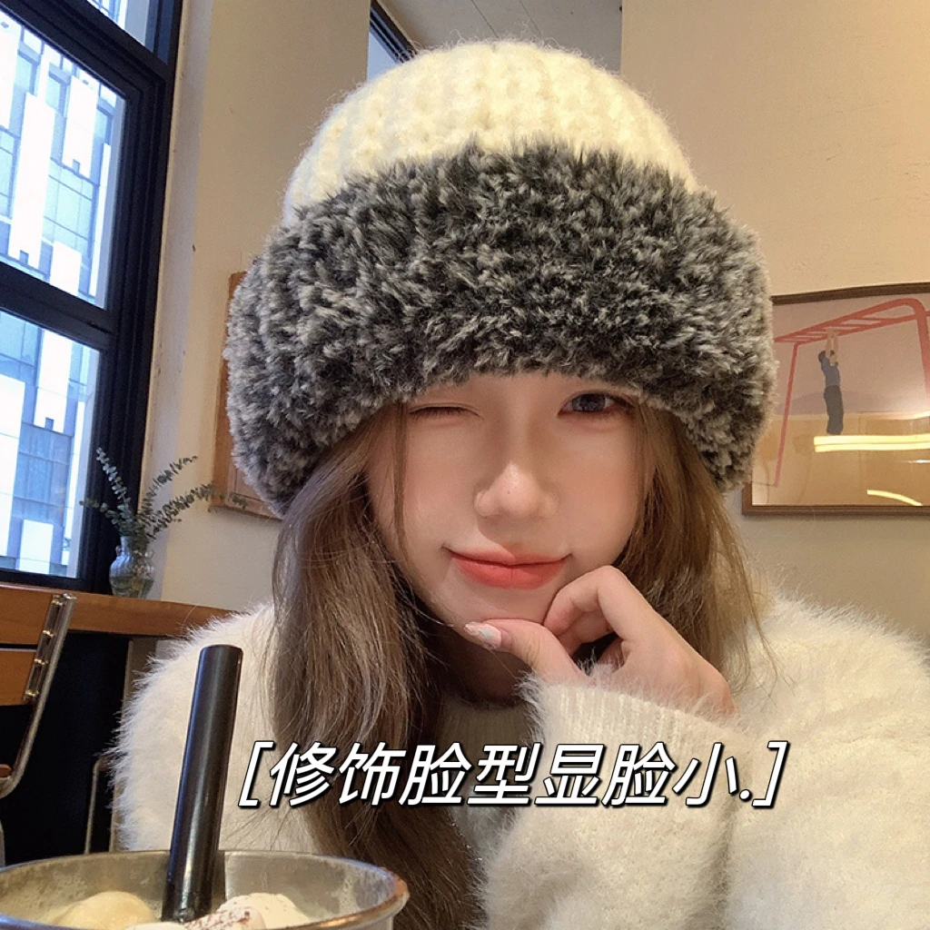大头围显脸小毛线帽子女秋冬季2023新款宽松加厚保暖针织护耳帽潮