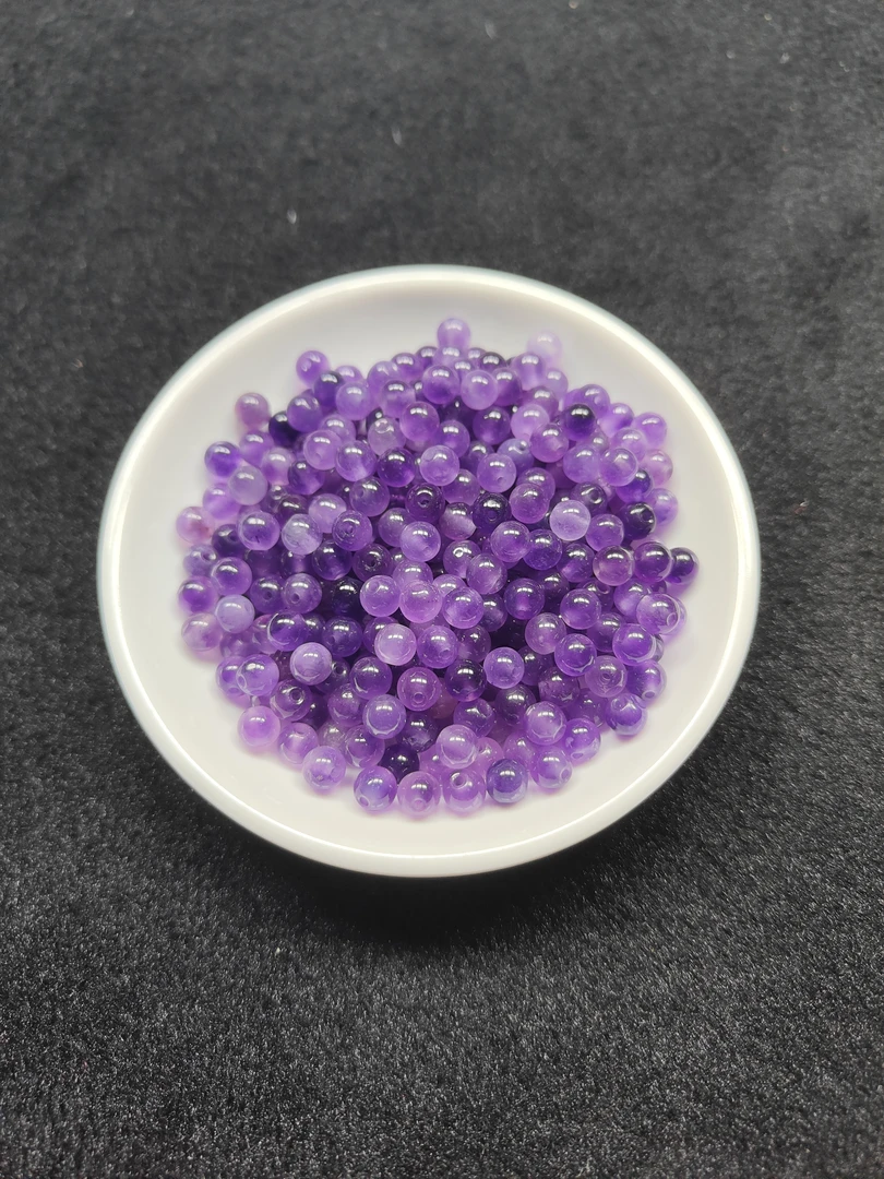 天然散珠 冰紫圆珠 6mm 100颗（赠弹力绳）BZ002