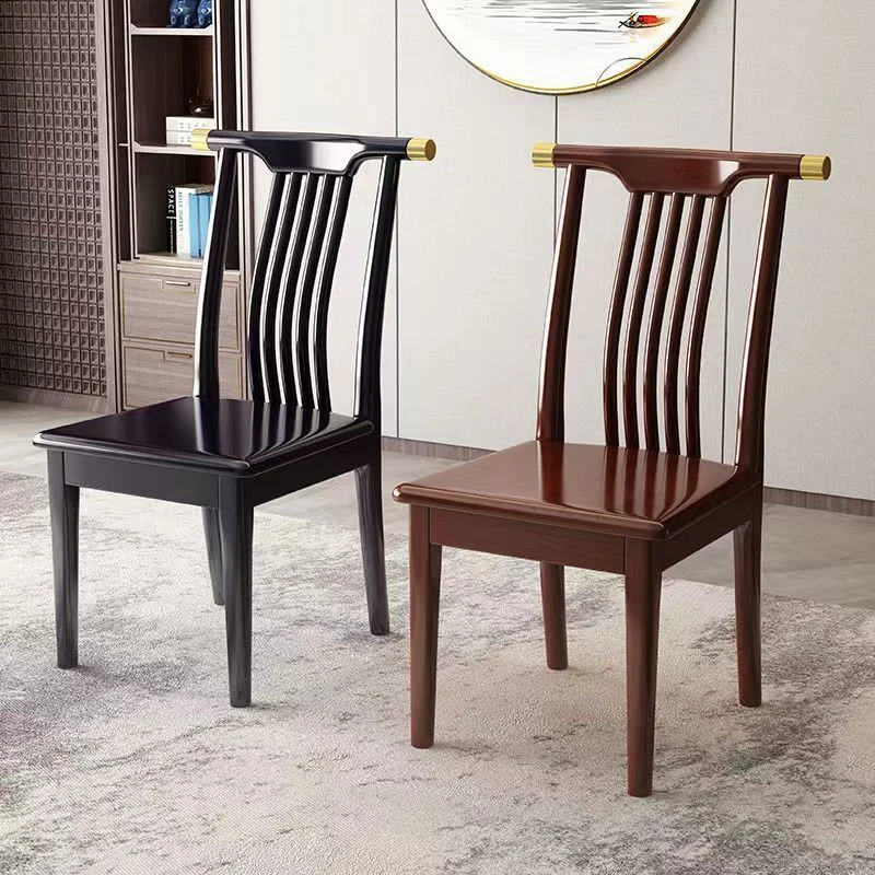 新中式全实木餐椅简约现代中式餐厅饭店吃饭桌客厅椅子实木椅软包