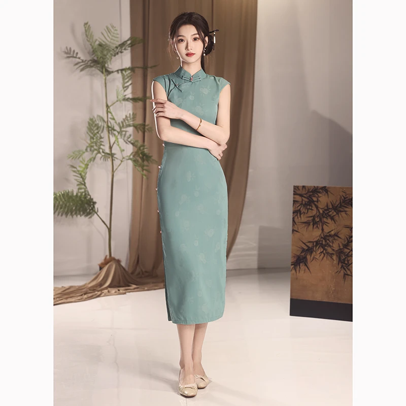 《南风意》国风日常全开襟旗袍连衣裙女秋冬季2024新款包臀长裙