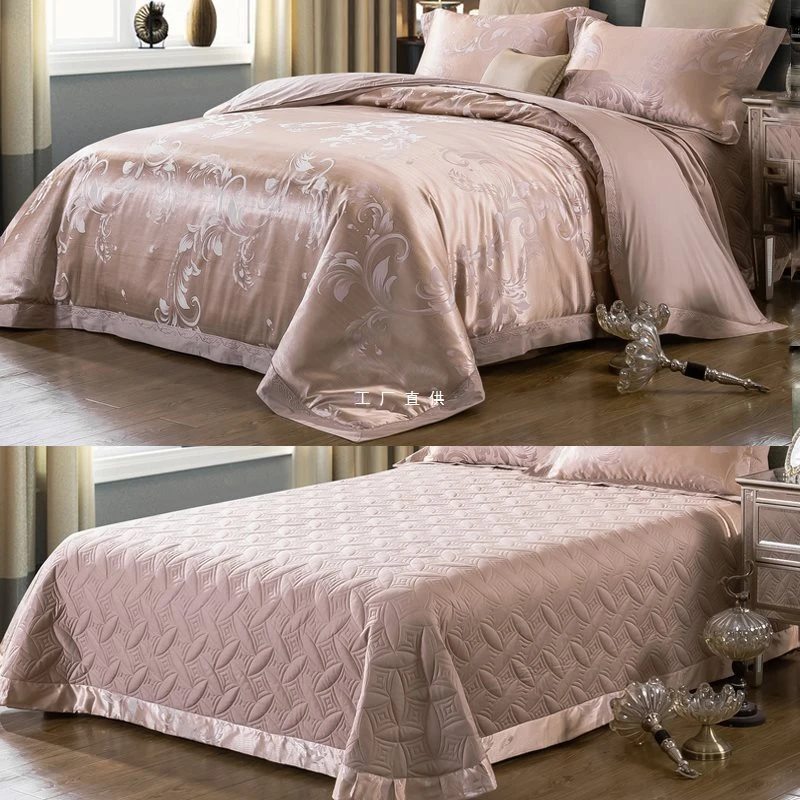 欧式奢华贡缎提花四件套加厚床单绗缝夹棉床盖结婚庆床上用品