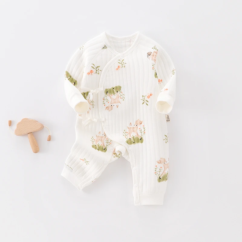 （新生儿）月亮熊崽 宝宝秋冬款无骨蝴蝶衣连体衣纯棉婴幼儿