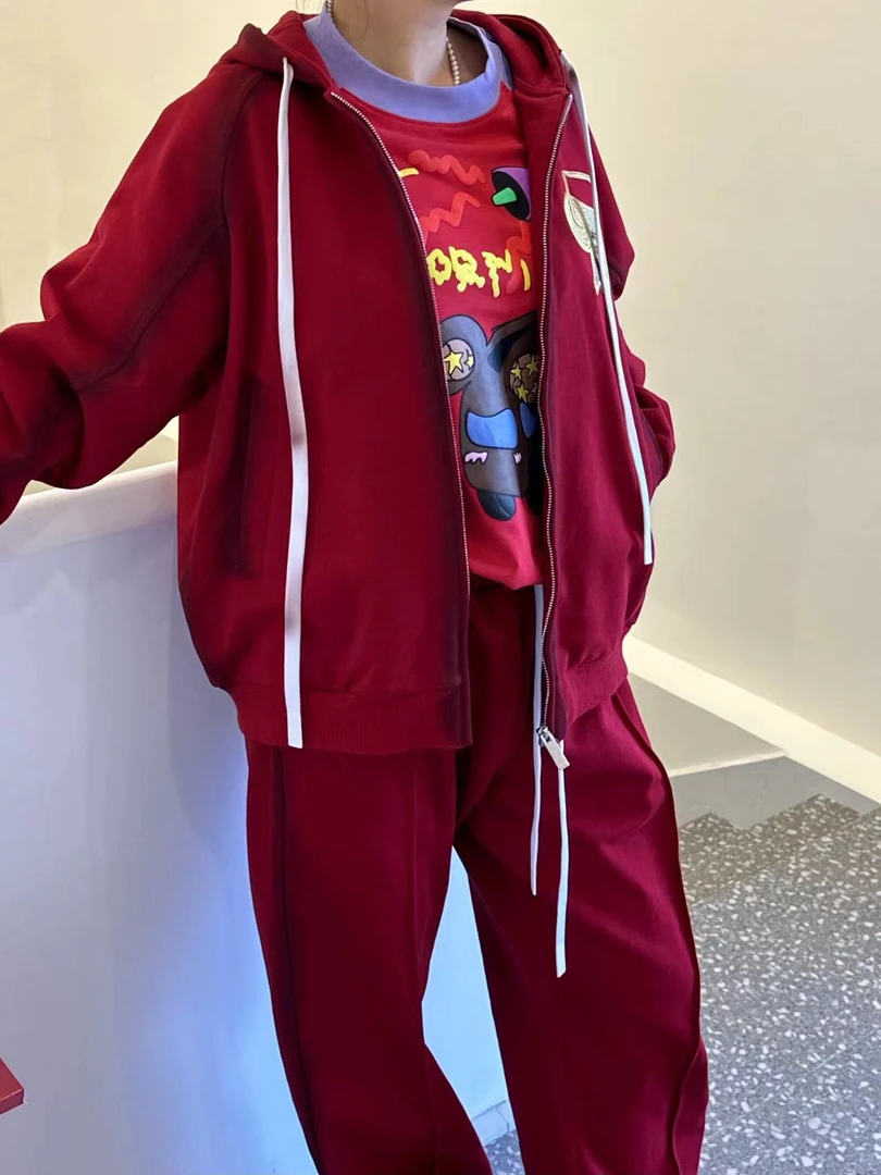 24K金卷纸开衫卫衣 针织括号裤运动套装 春秋洋气时尚