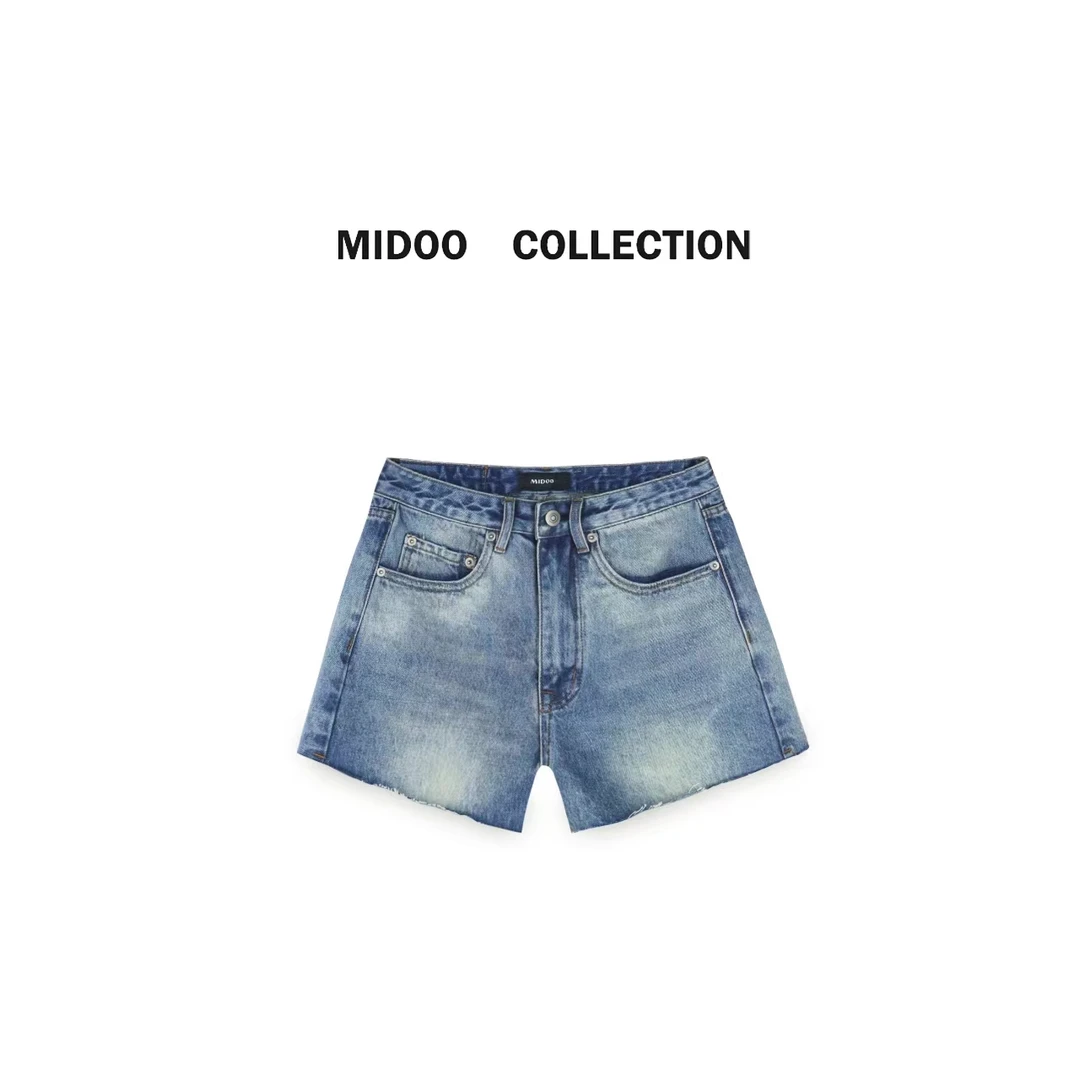 MIDOO ZNNZ 刀割散口2024 复古水洗毛边牛仔短裤