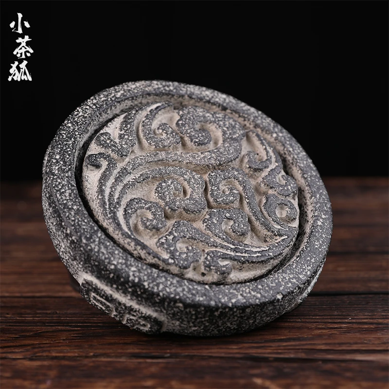 【茶狐严选】炭炉炉垫复古祥云壶承 耐高温防裂水泥花盆圆形托盘