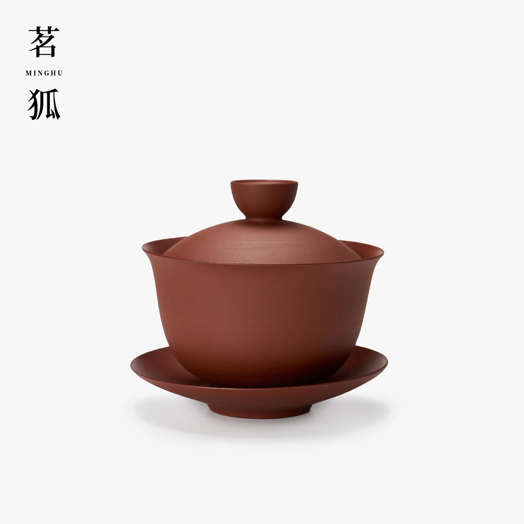 【茗狐·盖碗】潮州半手工朱泥薄胎三才茶碗 简约中式家用功夫泡茶器