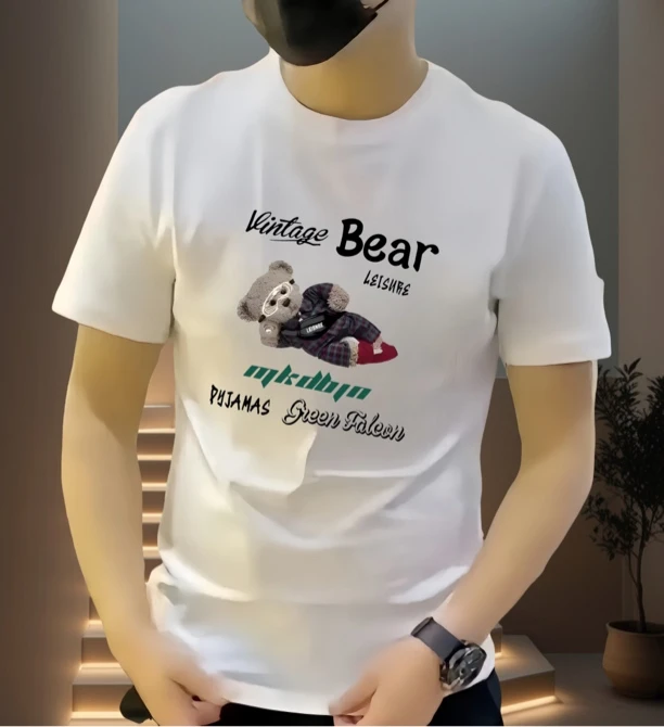 重磅丝光棉男士短袖T恤夏季新款网红国潮风印花宽松百搭圆领上衣i