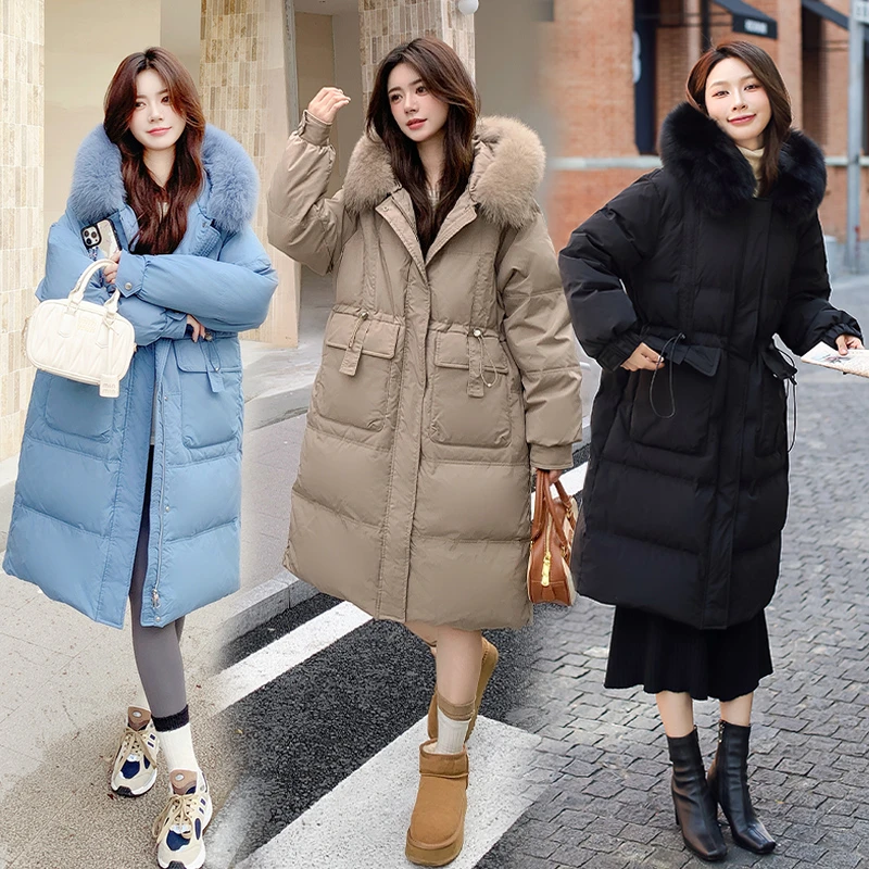 【蓝天鹅】大码女胖MM2024新款中长款加厚保暖羽绒服新国标90绒218