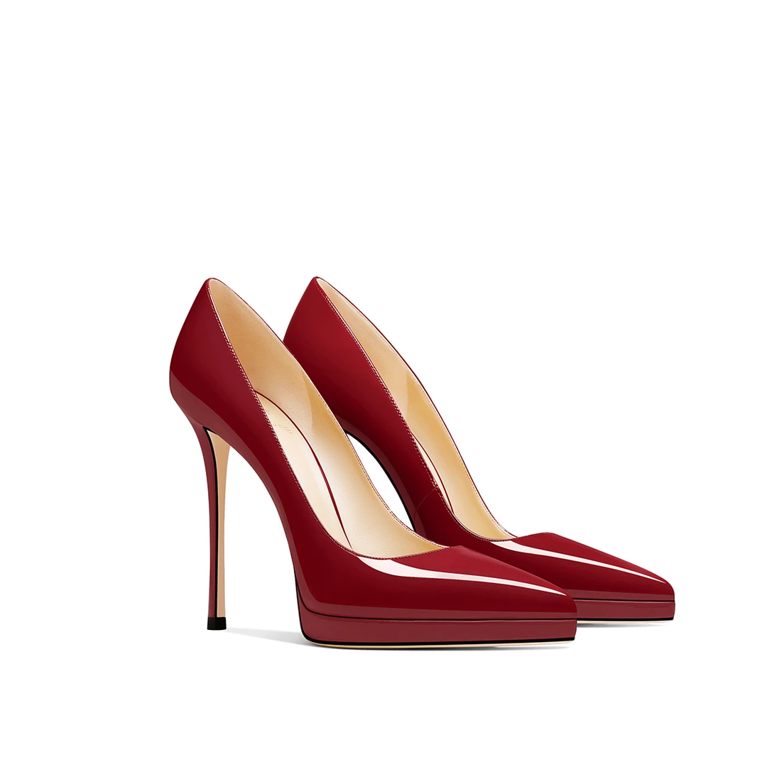 洋气高跟鞋2025秋季爆款酒红漆皮防水气质名媛上档次百搭宴会婚鞋