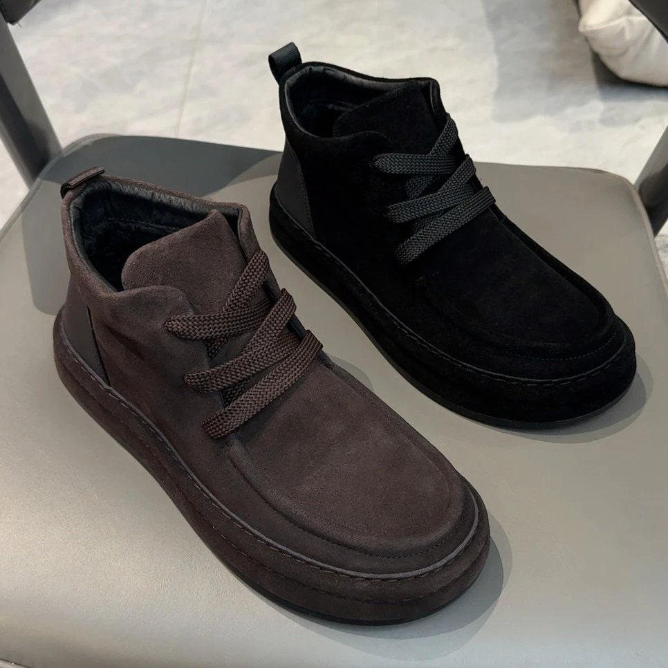 高端轻奢休闲潮男鞋宽头厚底舒适商务皮鞋2025秋季舒适透气板鞋男