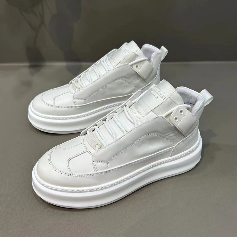 百搭高帮小白鞋男秋冬款2024新款潮白色男鞋百搭休闲男款板鞋子男