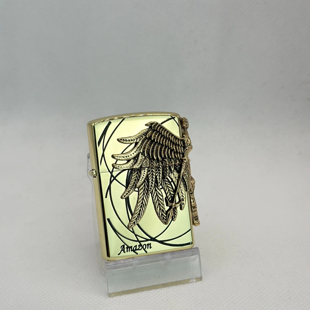 CHIEF/首领【亚马逊女神】金色天使贴章创意精雕黄铜防风煤油打火机