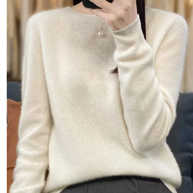 羊毛衫针织2367宽松套头衫内搭羊绒半高领加厚毛衣打底衫圆领