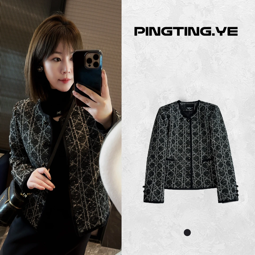 PINGTING.YE小香风藤格纹气质高级感休闲西装外套24416