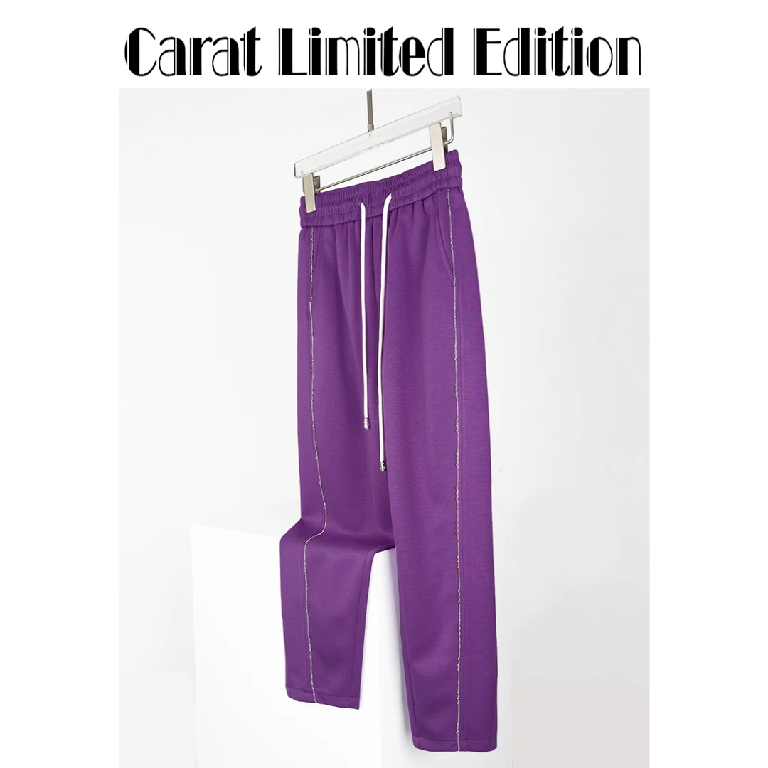 PINGTING.YE休闲时尚简约侧边链珠设计百搭显瘦卫裤PT6811