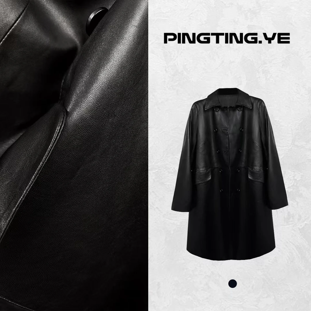 PINGTING.YE绵羊皮气质干练高级感中长款风衣皮衣外套PT2534