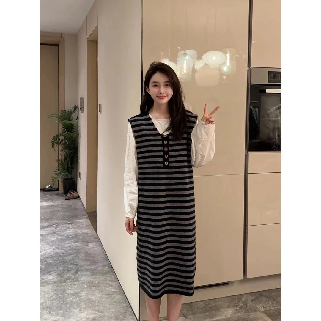 背心裙+衬衣套装 小允姐姐2024新款时尚百搭背心裙+衬衣套装