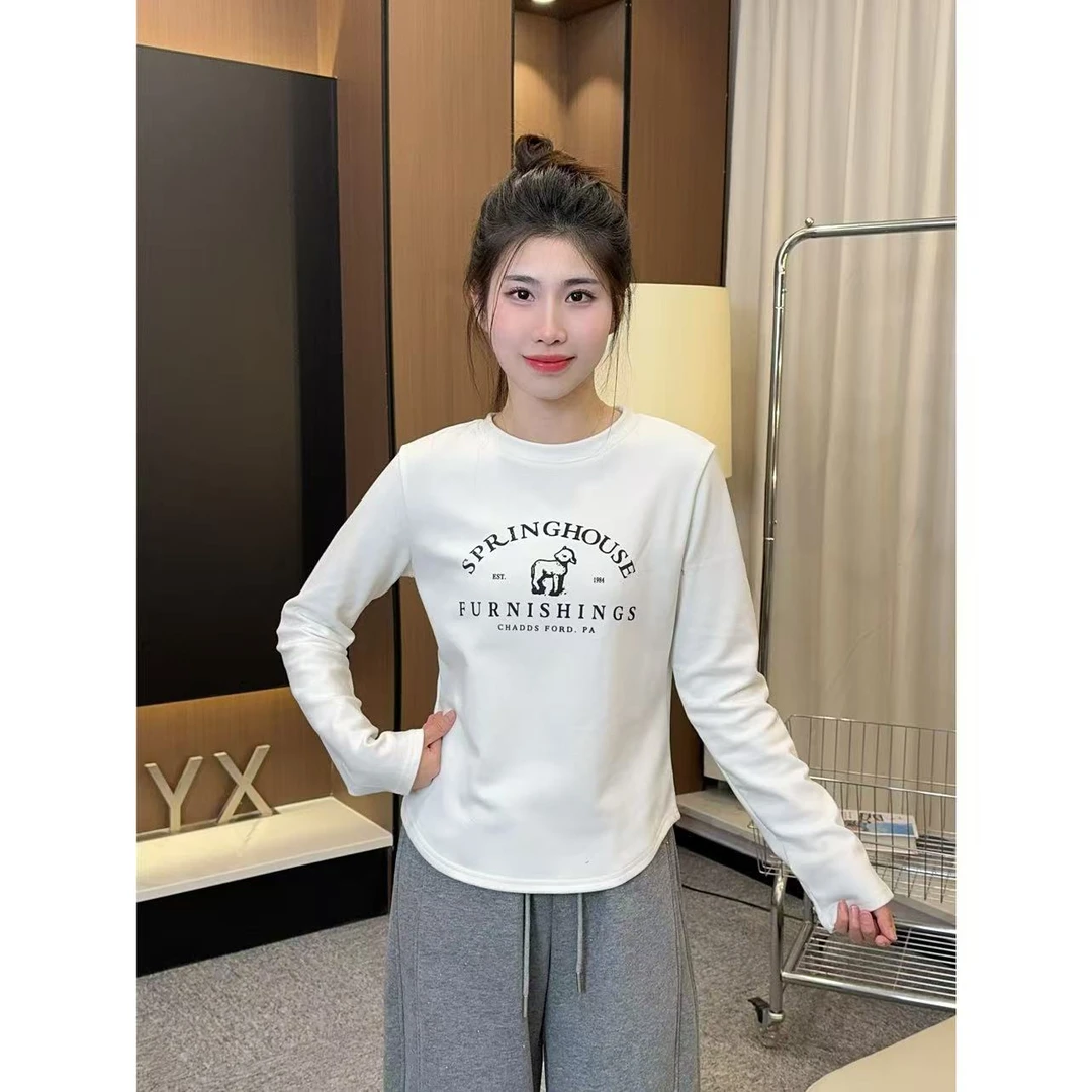 小羊字母上衣 小允姐姐2024新款时尚气质高级小羊字母上衣