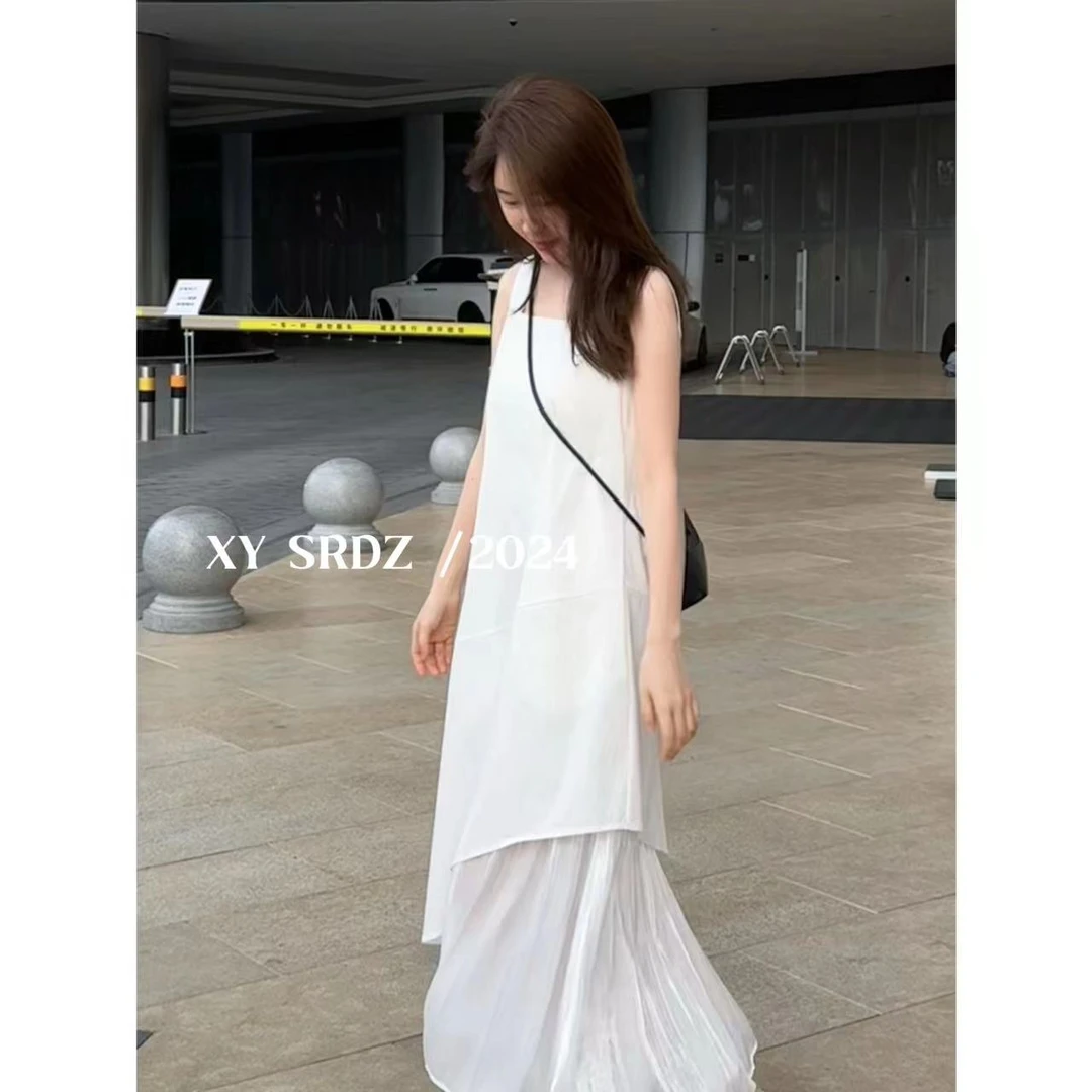 不规则拼接连衣裙 小允姐姐2024新款时尚高级不规则拼接连衣裙