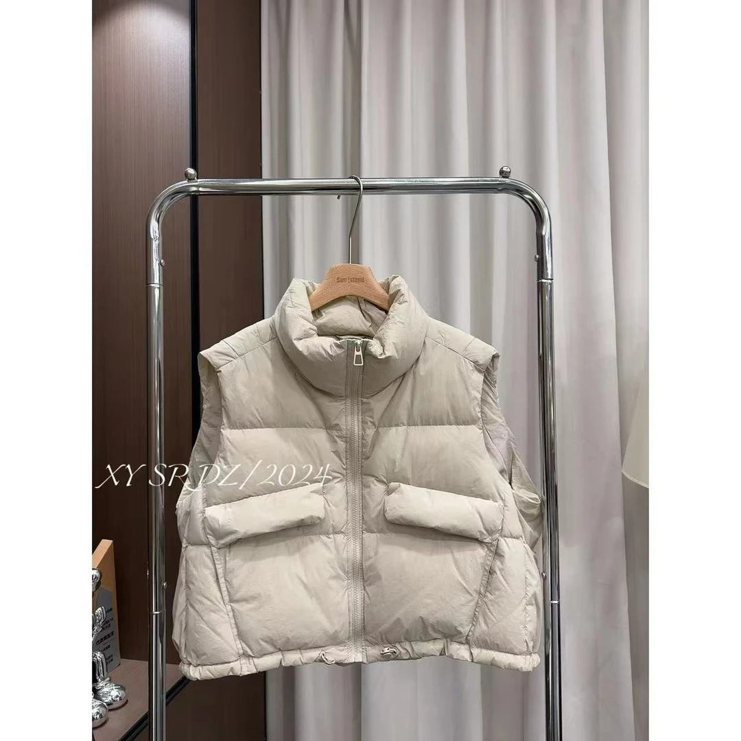 抽绳羽绒马甲 小允姐姐2024新款时尚高级抽绳羽绒马甲