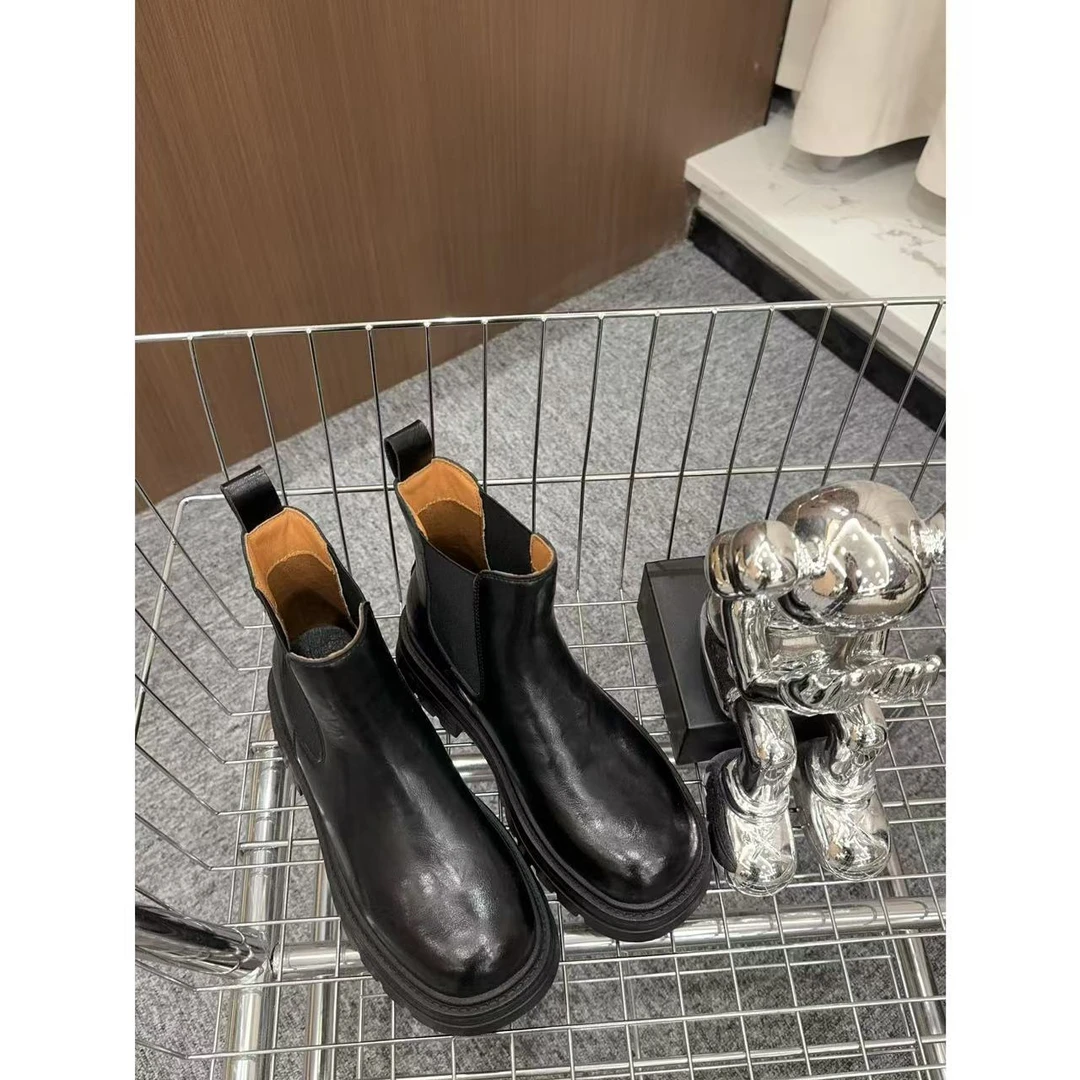 双色复古短靴 小允姐姐2024新款时尚气质高级双色复古短靴