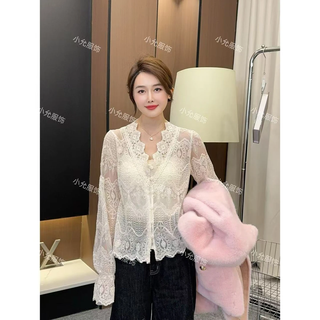 钩花蕾丝上衣 小允姐姐2025新款时尚气质高级钩花蕾丝上衣