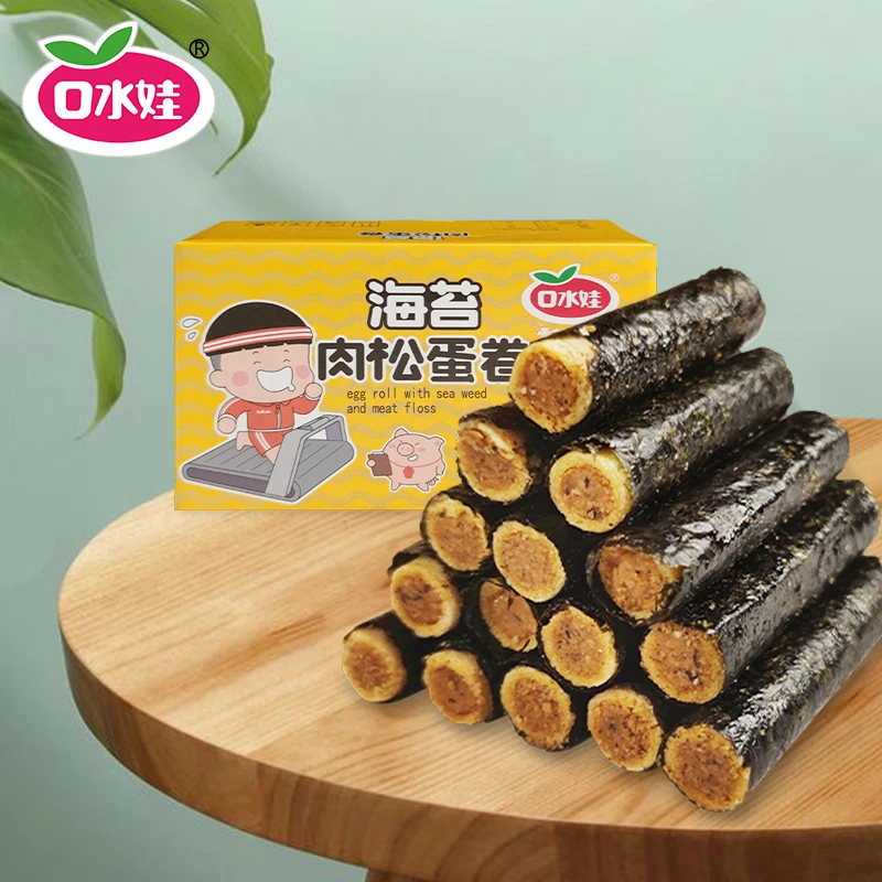 B:口水娃200克海苔肉松蛋卷(新老包装随机发)咸香酥脆