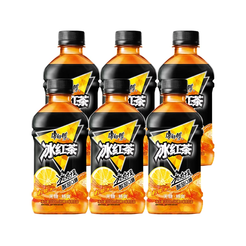 【自播专享】新品康师傅饮料无糖冰红茶零卡330ml*6瓶便携解渴