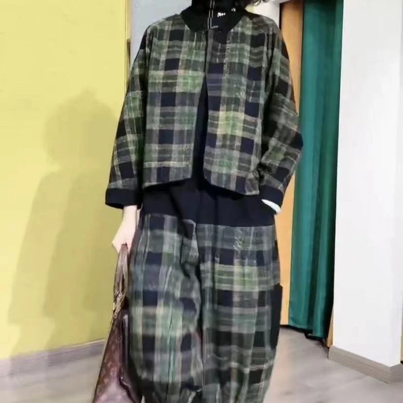 【新款】经典格子牛仔套装