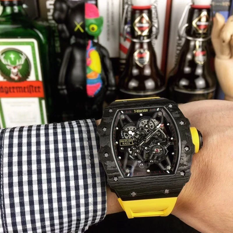 理查德二战红魔全自动非机械男表高档潮手表酒桶型硅胶休闲手表男