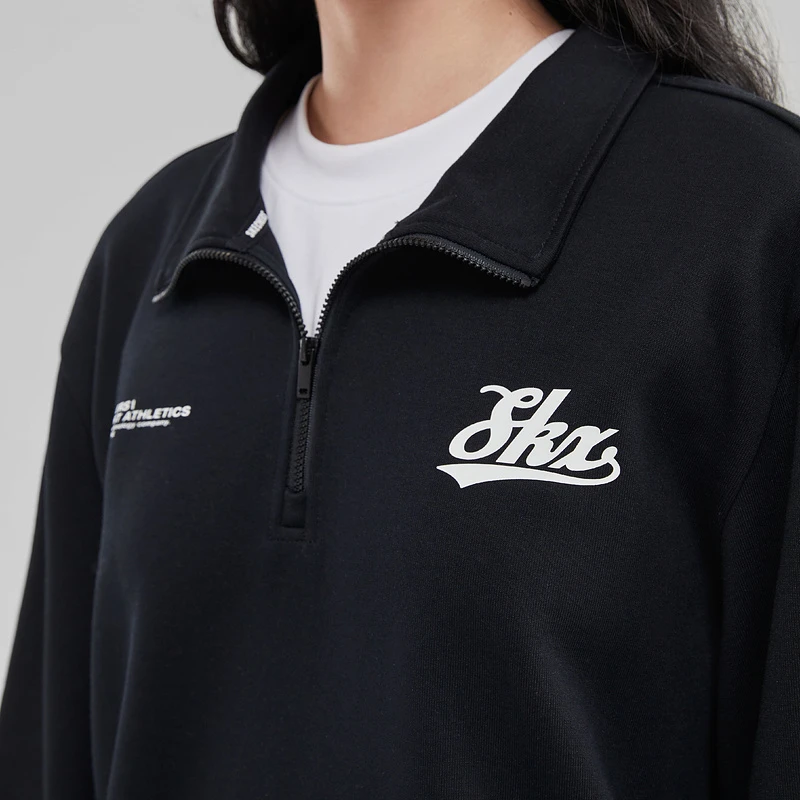 秋新款男女同款半拉链户外学院风复古上衣P42047