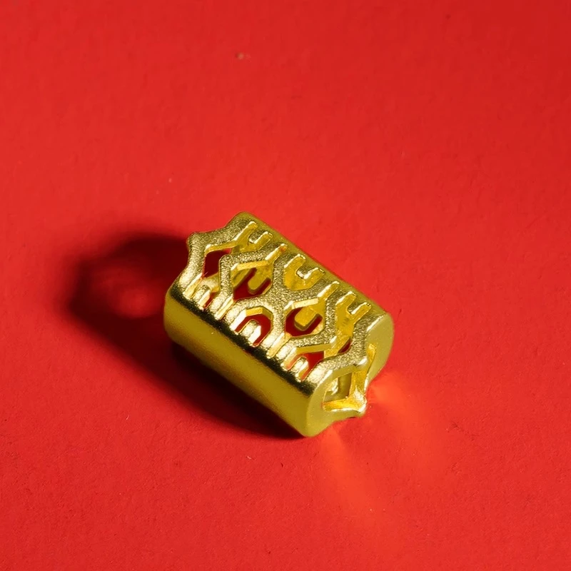 【老庙黄金】足金999古法金古韵事事金安镂空转运珠红绳