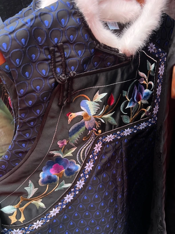 灰民族风夹棉上衣复古花