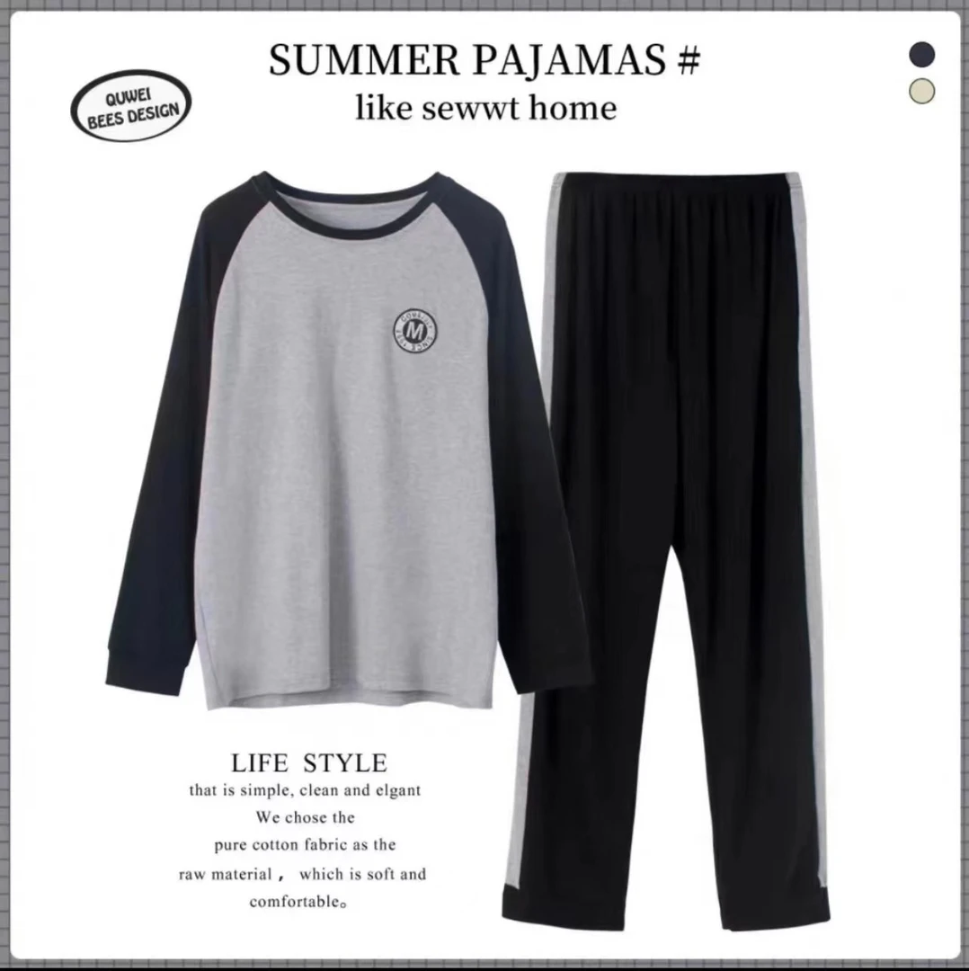 YZT91119(德绒加厚保暖)男士冬季长袖长裤睡衣韩版休闲套装字母