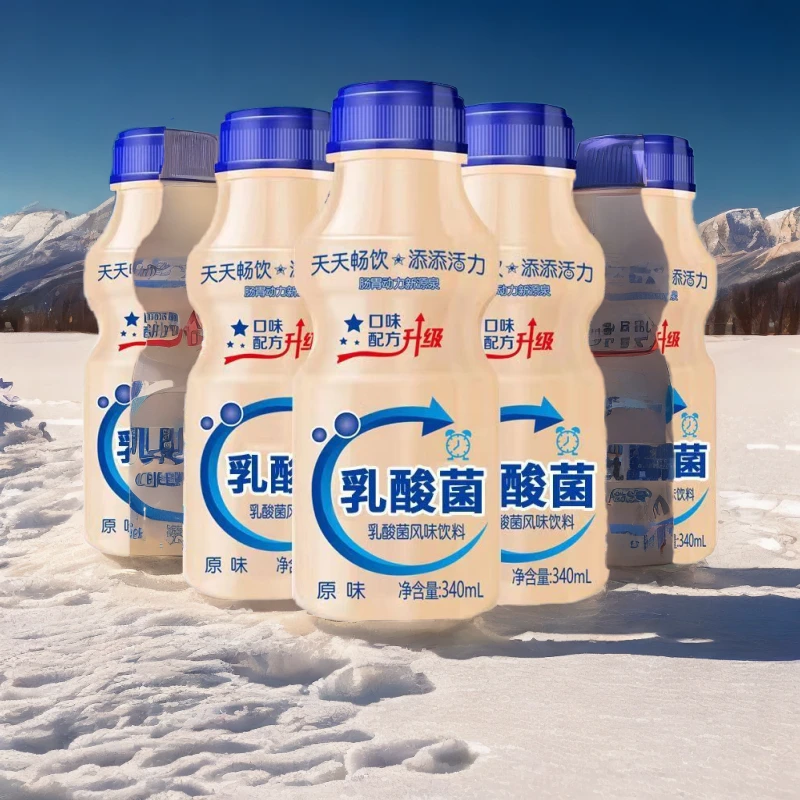 乳酸菌风味饮料早餐340ml*大瓶饮料草莓味益生元风味饮料整箱