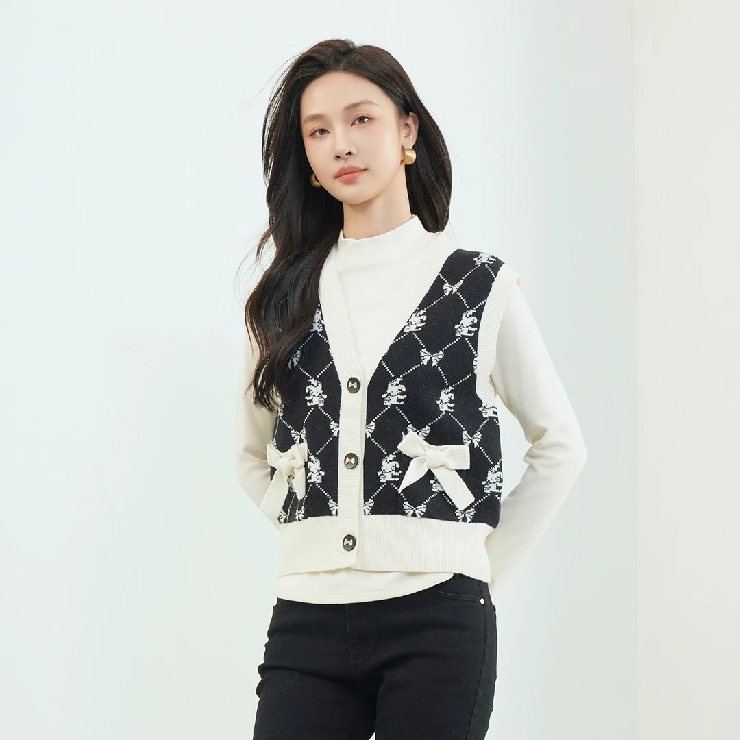 【诗语专享】佳人苑背心女毛衫冬季新款J345047