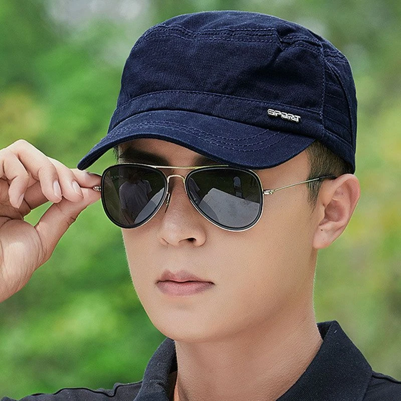 中年帽子登山平顶帽爸爸户外布帽高级百搭太阳帽纯棉春秋鸭舌帽男