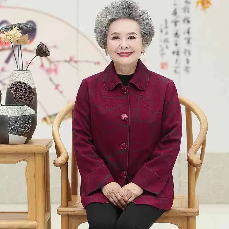 中老年女装秋装妈妈装秋季长袖奶奶装密靠边春秋款外套老年人外套
