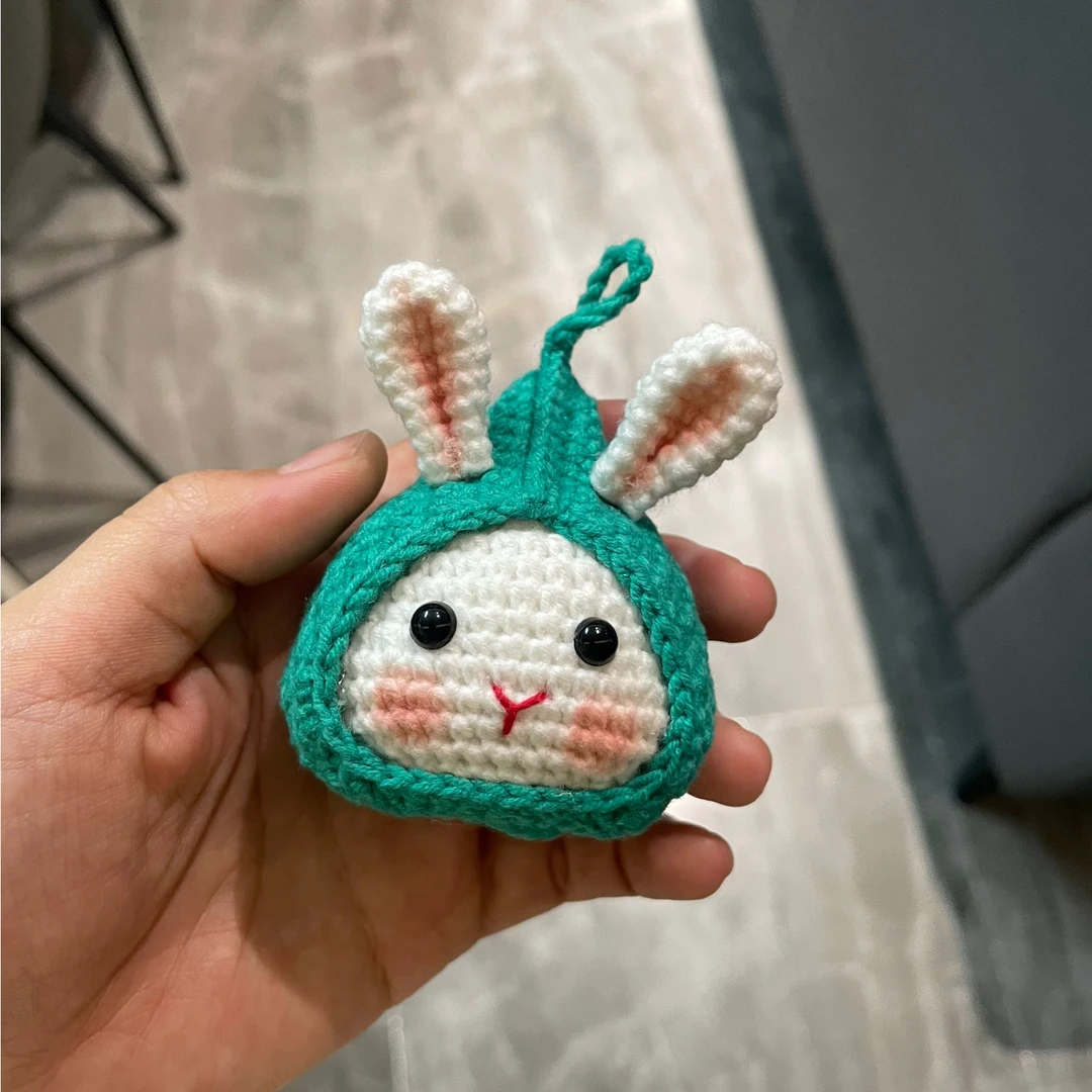 【成品】粽子兔子手工编织钥匙扣端午可爱针织粽子蓝色兔