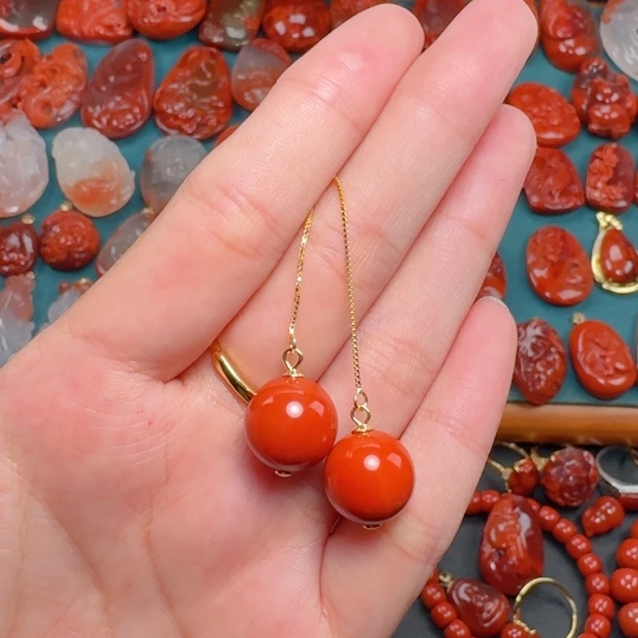 南红玛瑙南红 12+银S925镶嵌